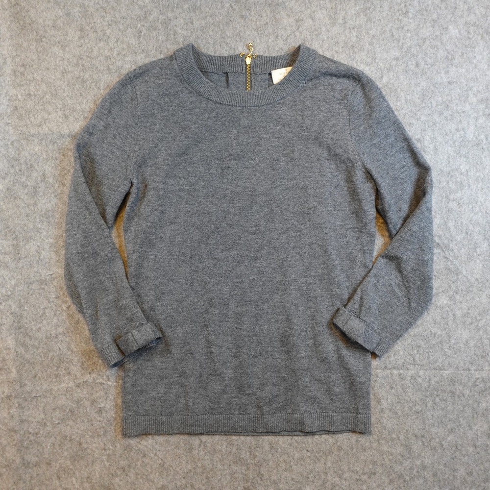 Kate Spade Sweater Women Extra Small Gray Arianna Wool Cashmere Bow Cuff Zip